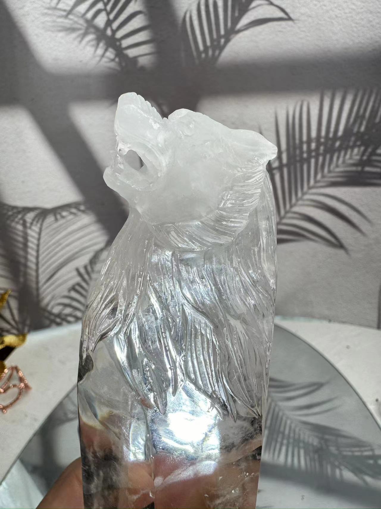 Crystal wolf head and crystal tower combined