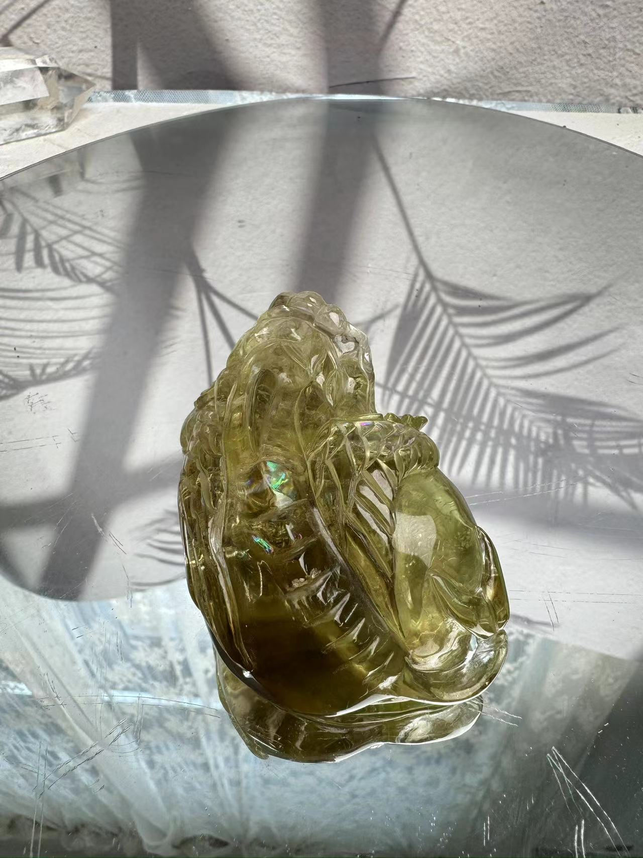 Yellow crystal Pixiu.Engraving