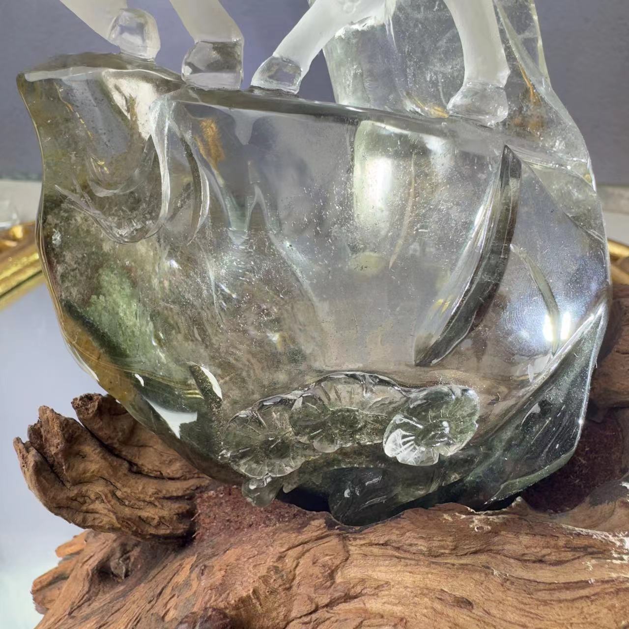 A deer carved from chlorite crystal. A chlorite crystal from Brazil was hand-carved and polished to look like a deer.