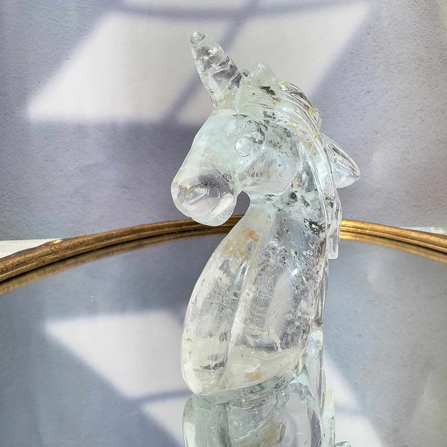 Unicorn carved in chlorite crystal