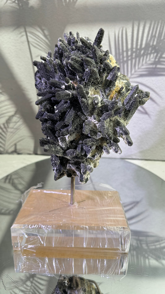 2.28kg (with out stand )LARGE Raw Black  cluster from neimeng mineral statement Piece on stand