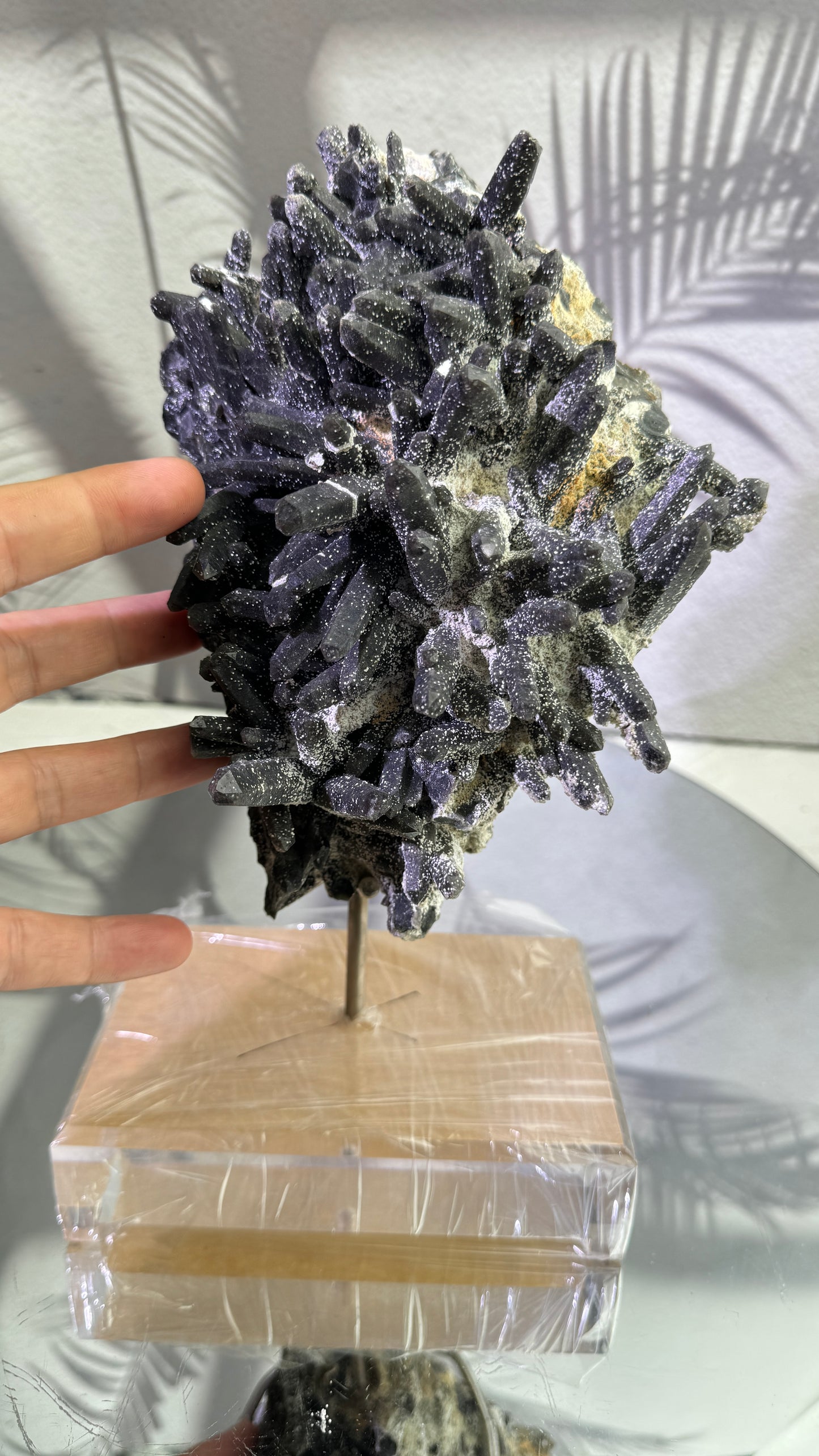 2.28kg (with out stand )LARGE Raw Black  cluster from neimeng mineral statement Piece on stand