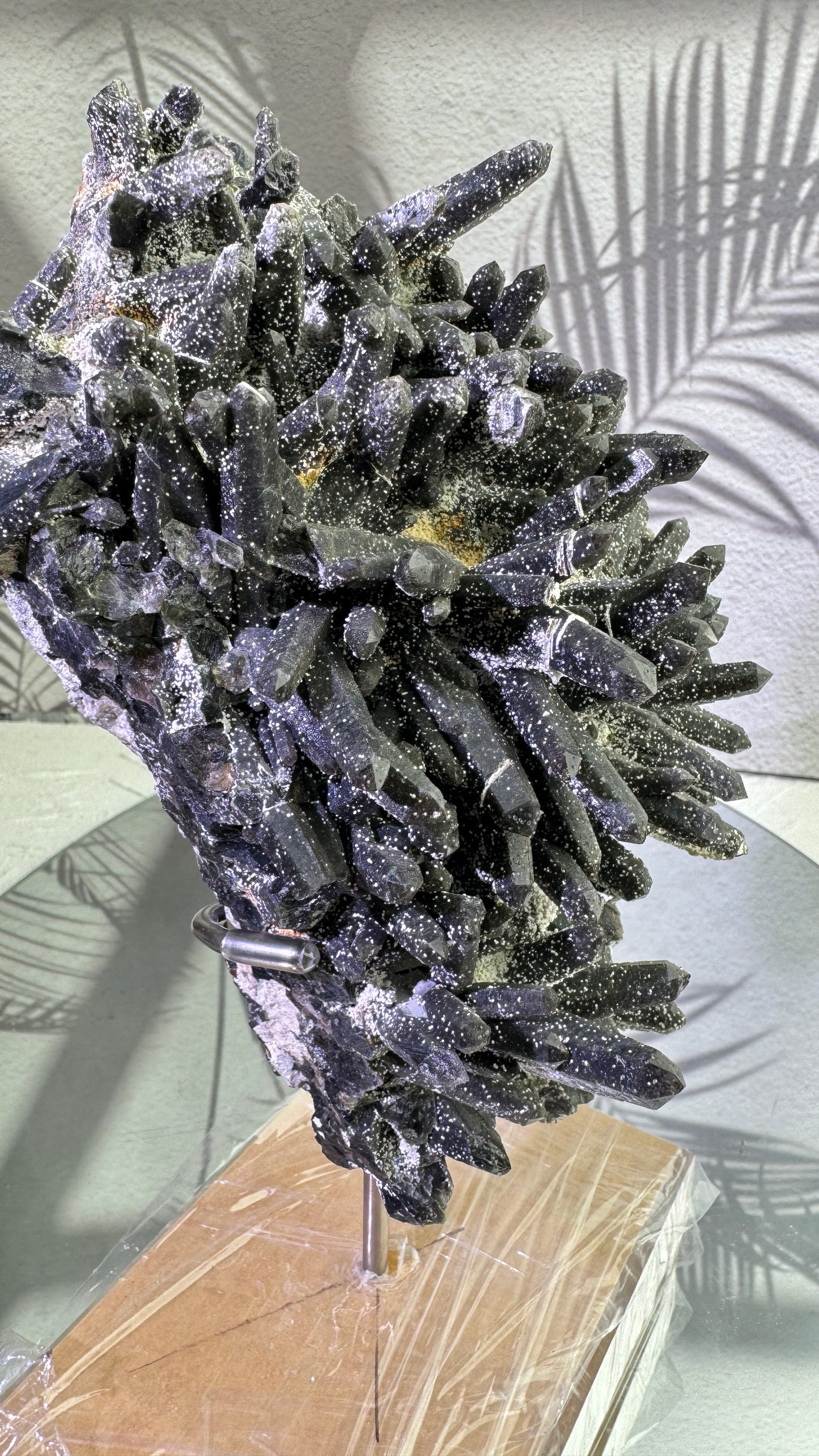 2.28kg (with out stand )LARGE Raw Black  cluster from neimeng mineral statement Piece on stand