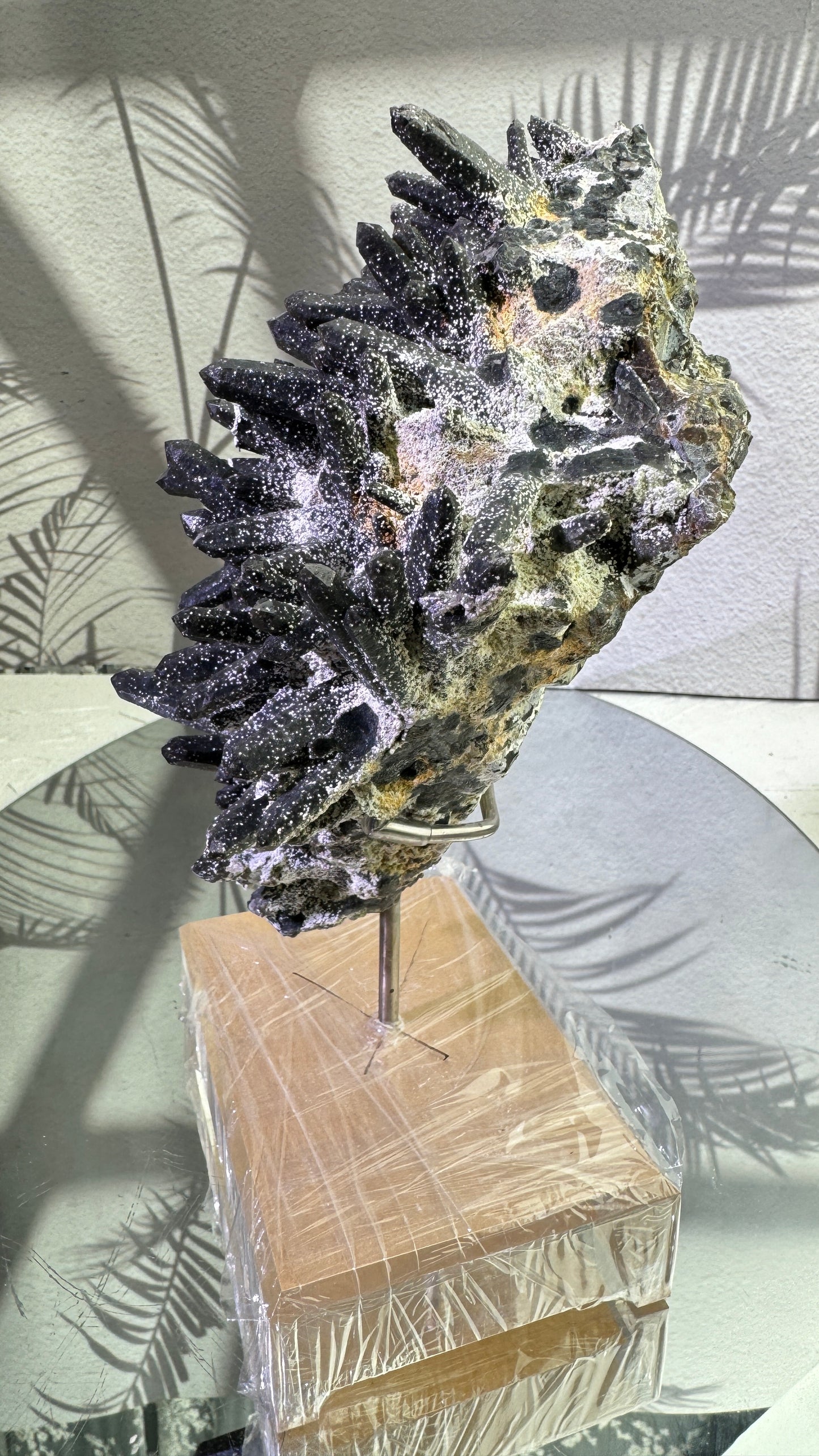 2.28kg (with out stand )LARGE Raw Black  cluster from neimeng mineral statement Piece on stand