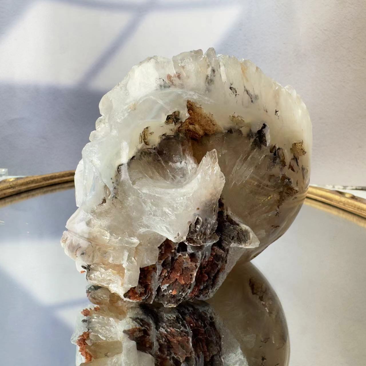 Agate crystal symbiotic skull