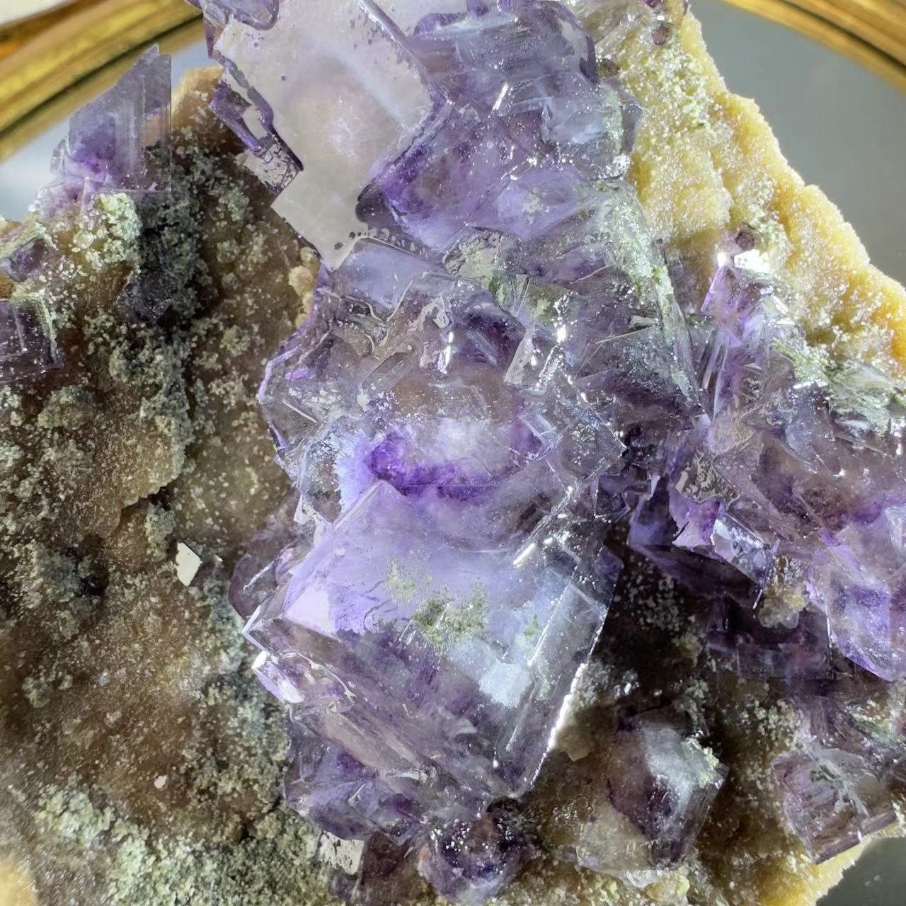 Symbiosis of purple fluorite and pyrite.