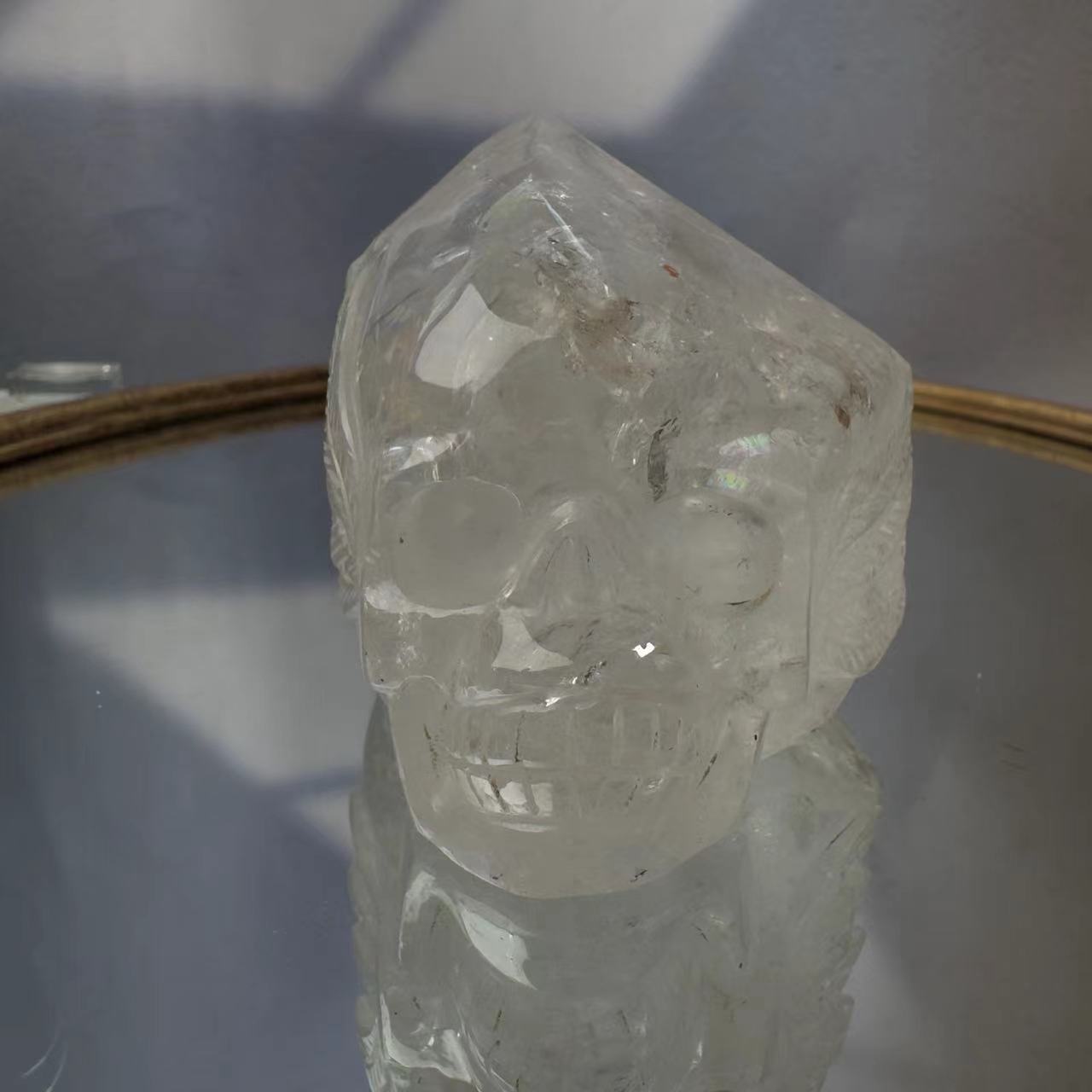 Natural crystal carved skull bubble crystal.