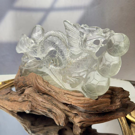 Chinese dragon carved from chlorite crystal.