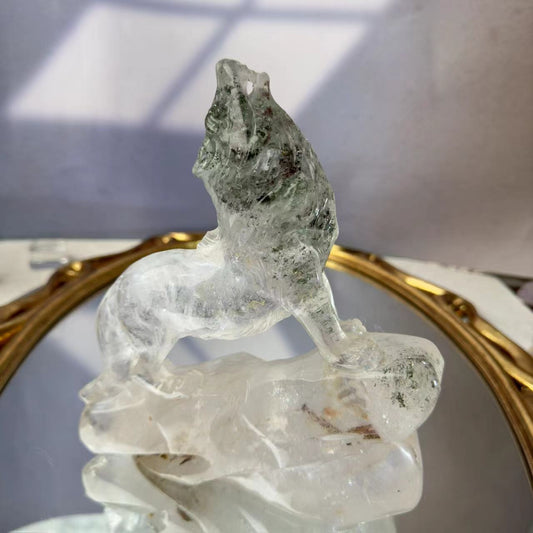 Wolf carved from chlorite crystal.