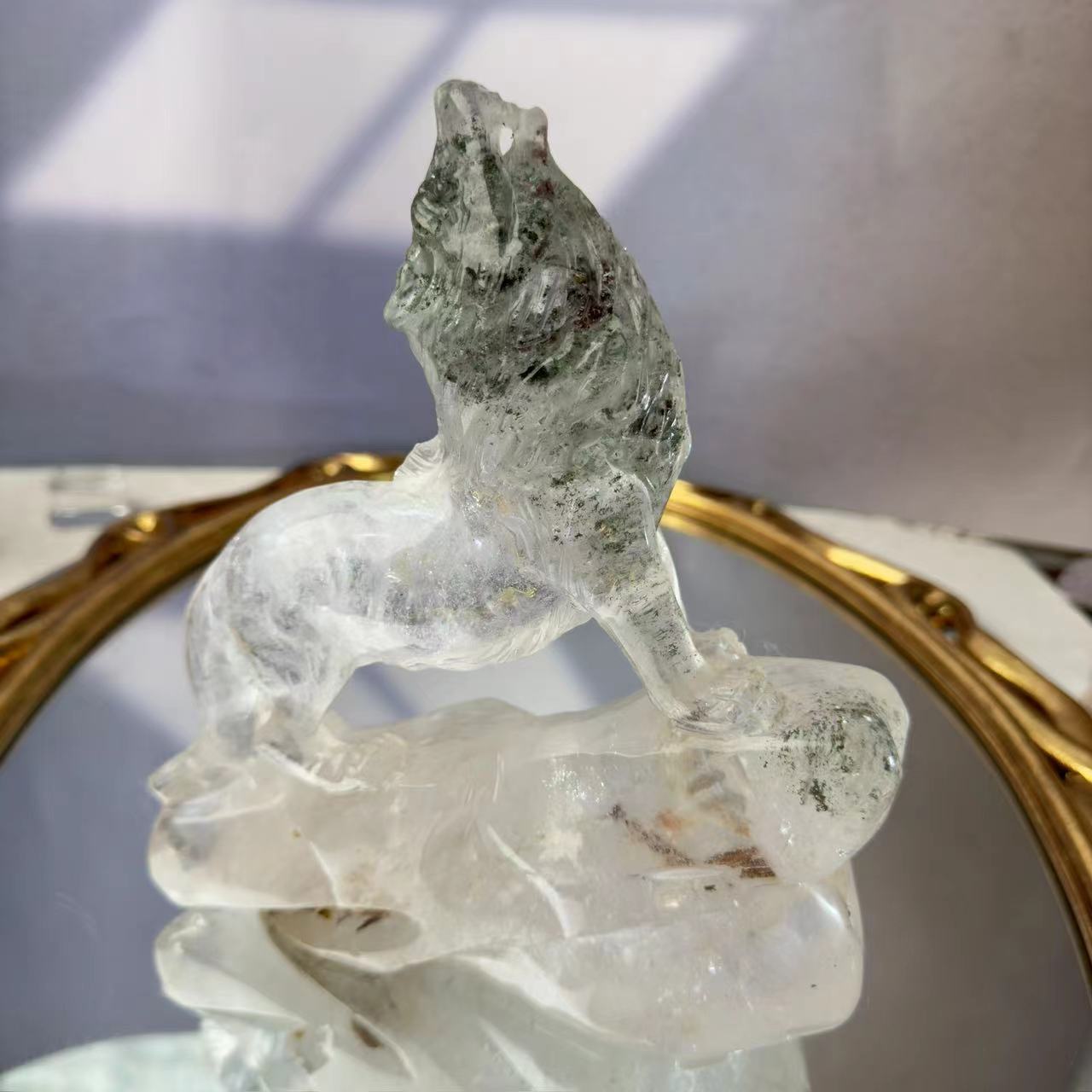 Wolf carved from chlorite crystal.