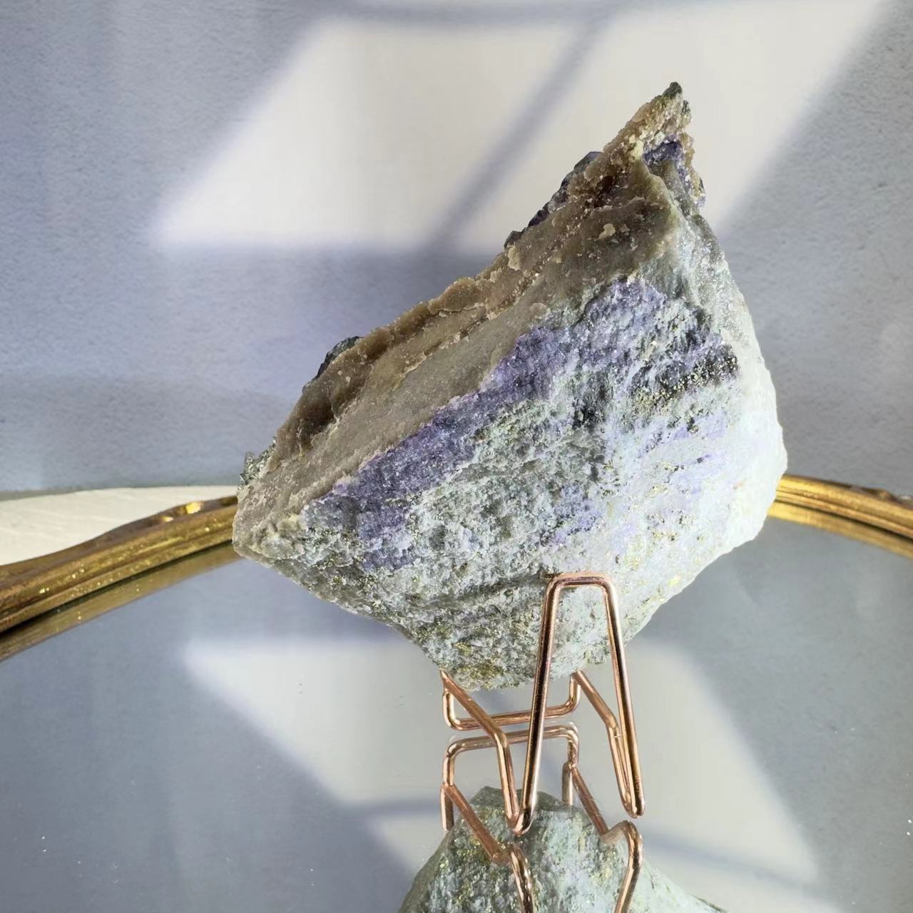 Symbiosis of purple fluorite and pyrite.