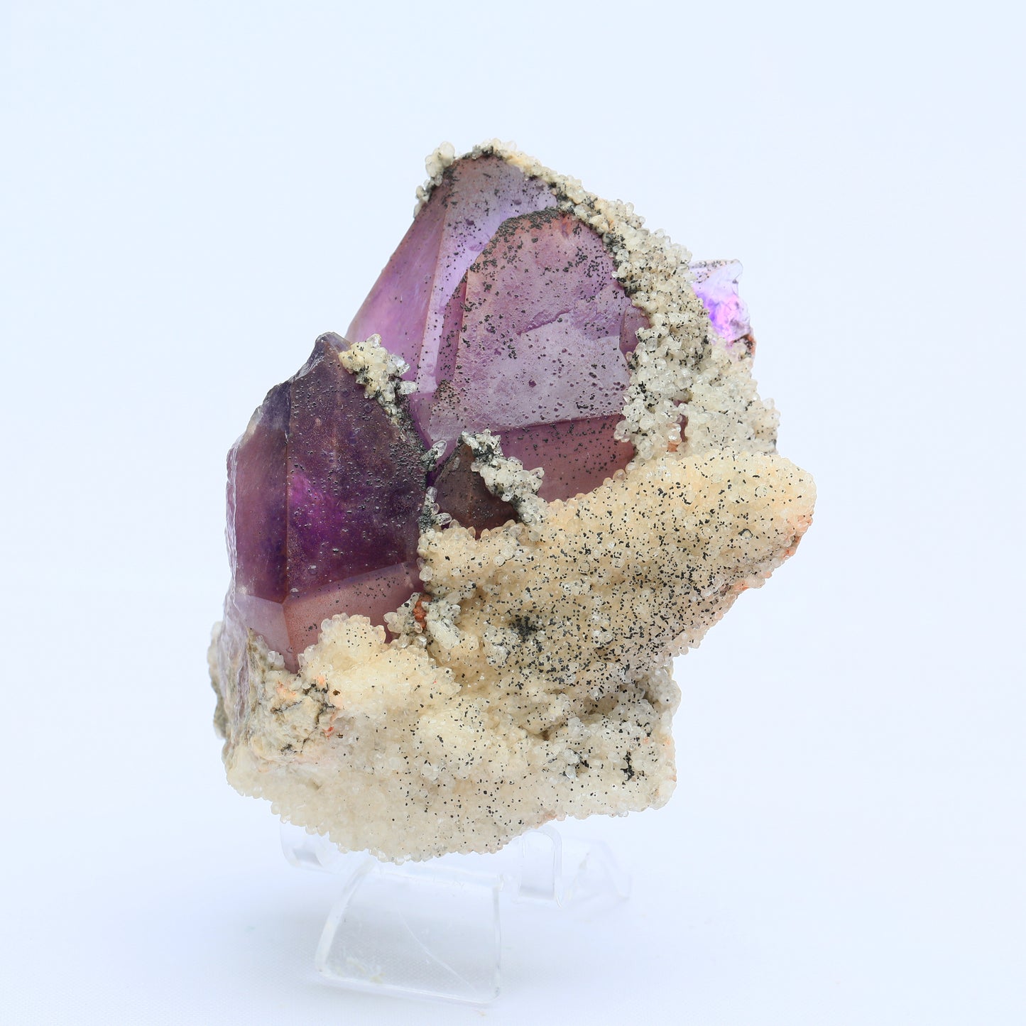 Amethyst twin peaks calcite symbiosis.