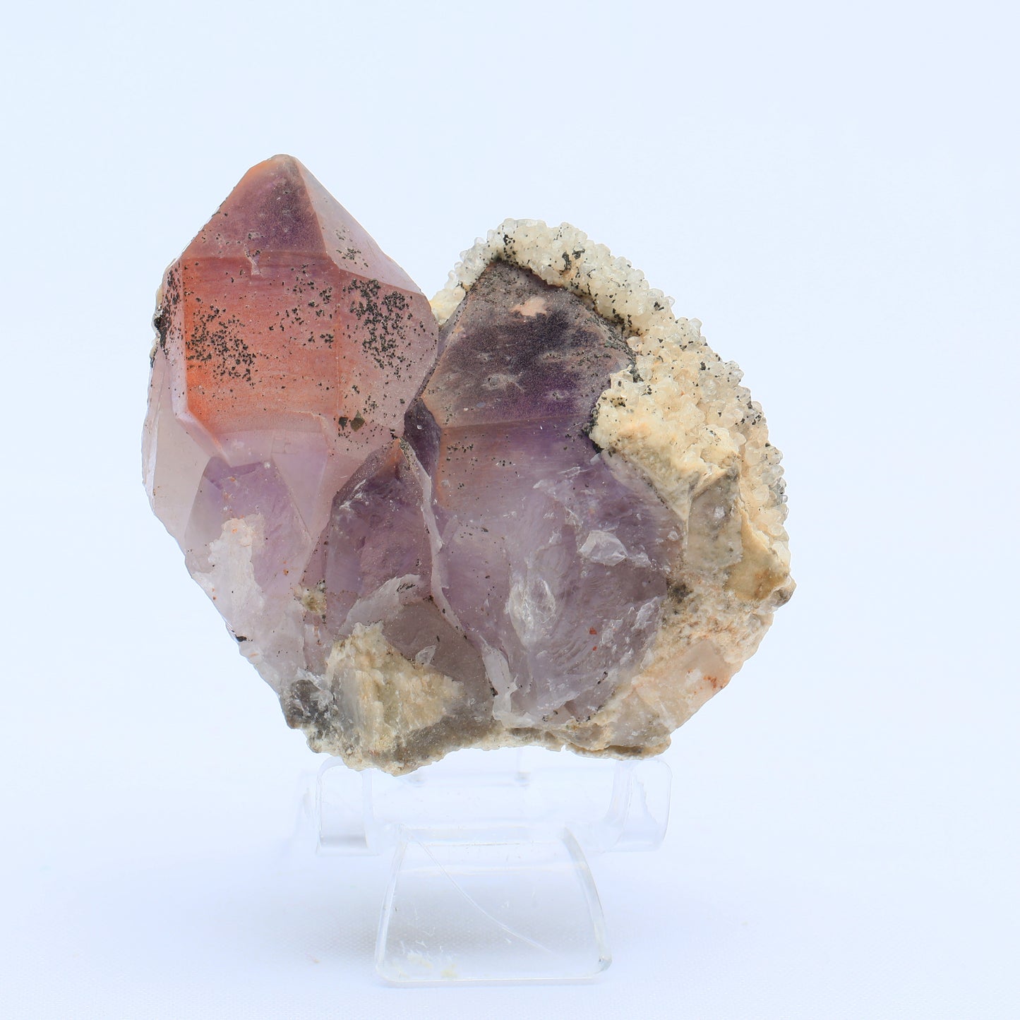 Amethyst twin peaks calcite symbiosis.