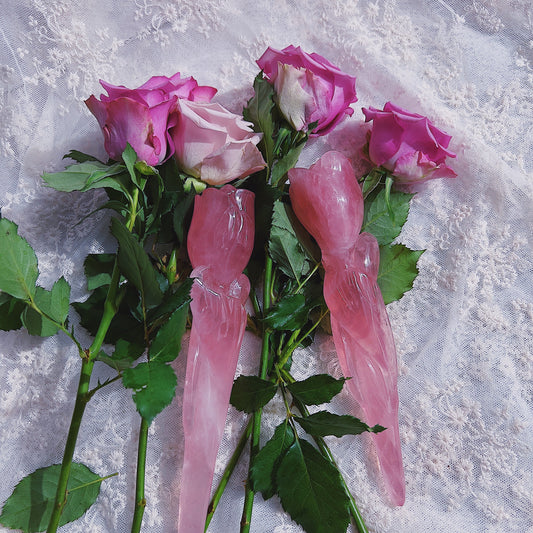 rose quartz carving flowers